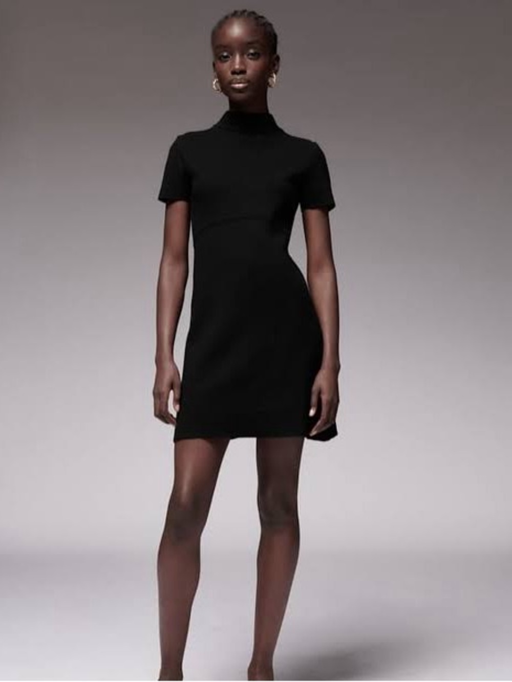 Zara Mock Neck Knit Mini Dress